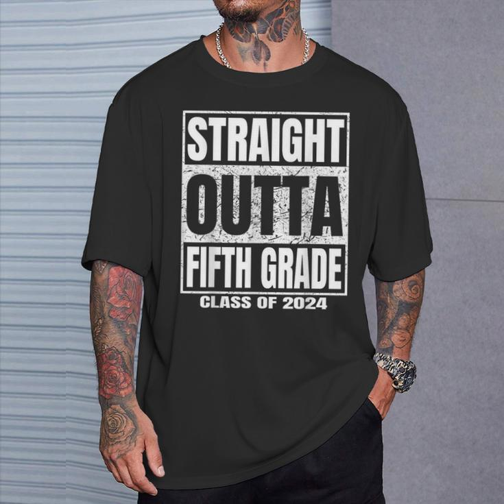 Straight Outta Fifth Grade Graduation Class 2024 5Th Grade T-Shirt Gifts for Him