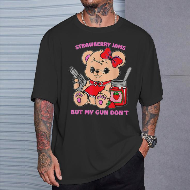 Strawberry Jams But My Gun Don't Teddy Bear Meme T-Shirt Gifts for Him