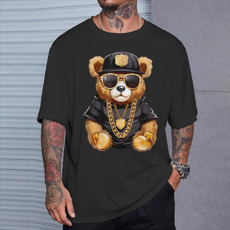 Stylish Bear With Golden Chains T-Shirt Gifts for Him
