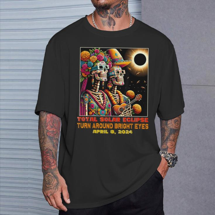 Sugar Skull Total Solar Eclipse Turn Around Bright Eyes T-Shirt Gifts for Him