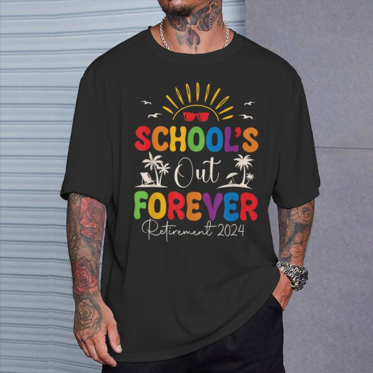 Summer Vacation Retro School's Out Forever Retirement 2024 T-Shirt Gifts for Him