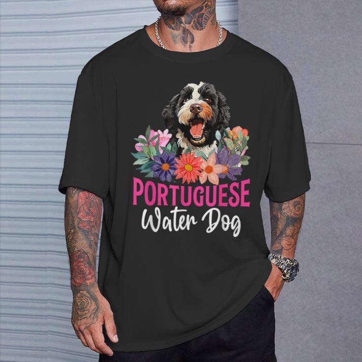 Sunset Retro Portuguese Water Dog Pet Paw T-Shirt Gifts for Him