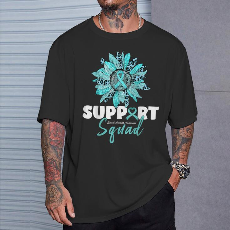 Support Squad Sexual Assault Awareness Month Teal Ribbon T-Shirt Gifts for Him
