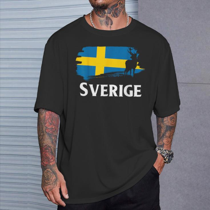Sweden Sweden Elk Viking Scandinavia Sverige Norden T-Shirt Geschenke für Ihn