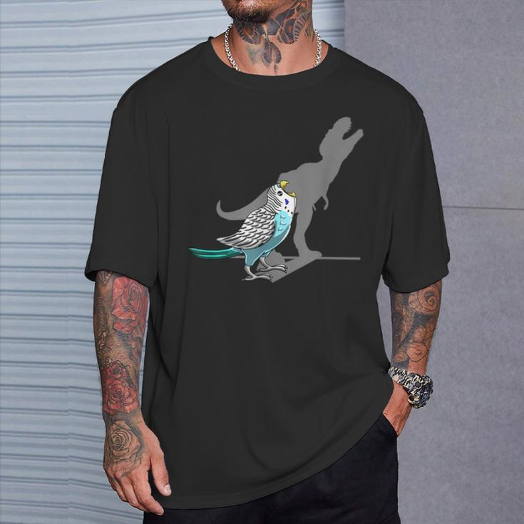 T-Rex Budgerigar Shadow Budgie Parakeet Pet Bird Lover T-Shirt Gifts for Him