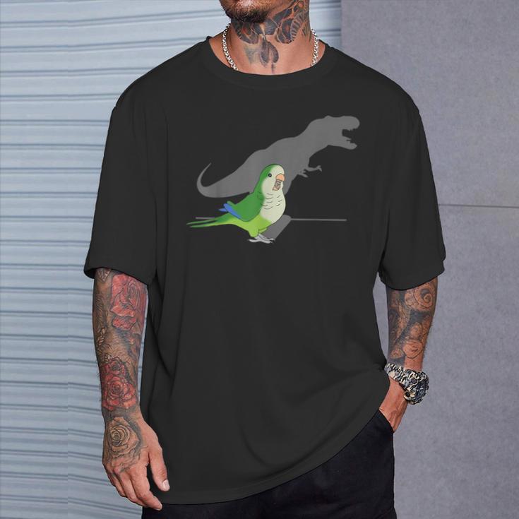 T-Rex Green Monk Parakeet Birb Memes Screaming Parrot T-Shirt Gifts for Him