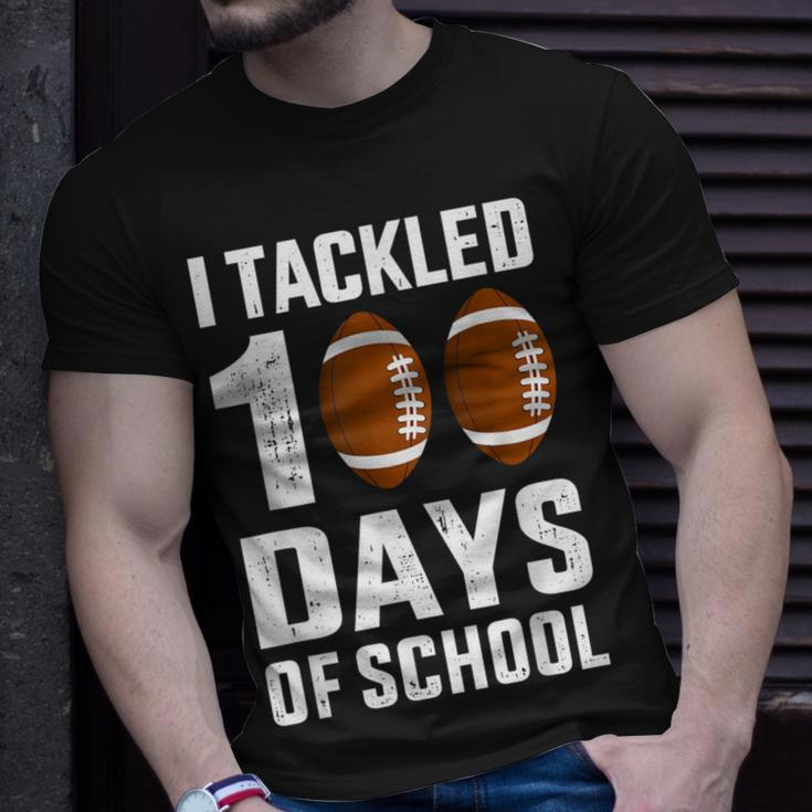 I Tackled 100 Days School 100Th Day Football Student Teacher T-Shirt Gifts for Him