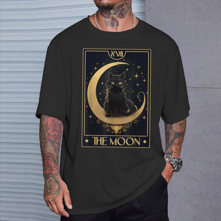 Tarot Card The Crescent Moon Black Cat Gothic Trendy Women T-Shirt Gifts for Him