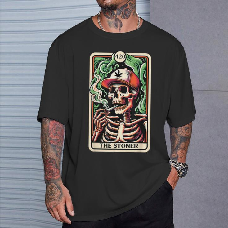 Tarot Card The Stoner Weed Lover Skeleton Cannabis 420 T-Shirt Gifts for Him