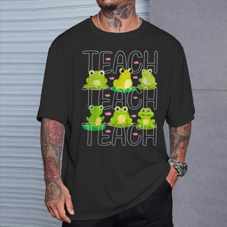 Teacher Cute Frogs Pet Animal Lover Teaching School Student T-Shirt Gifts for Him