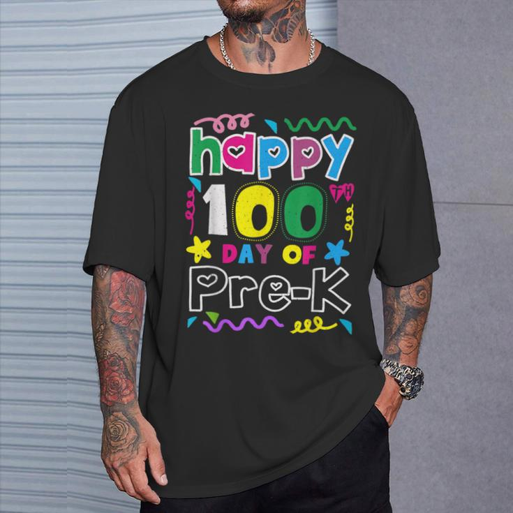 Teacher Student 100Th Day Of Pre-K 100 Days Of School T-Shirt Gifts for Him