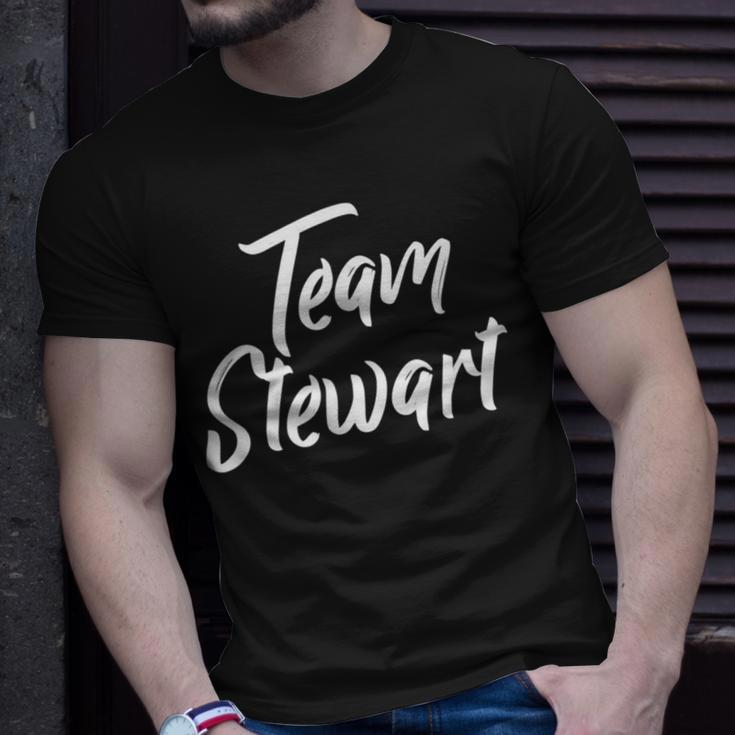 Team Stewart Last Name Of Stewart Family Brush Style T-Shirt Gifts for Him