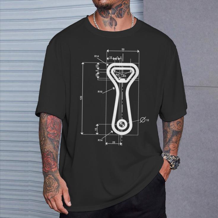 Technische Zeichnung Flaschenöffner T-Shirt Geschenke für Ihn