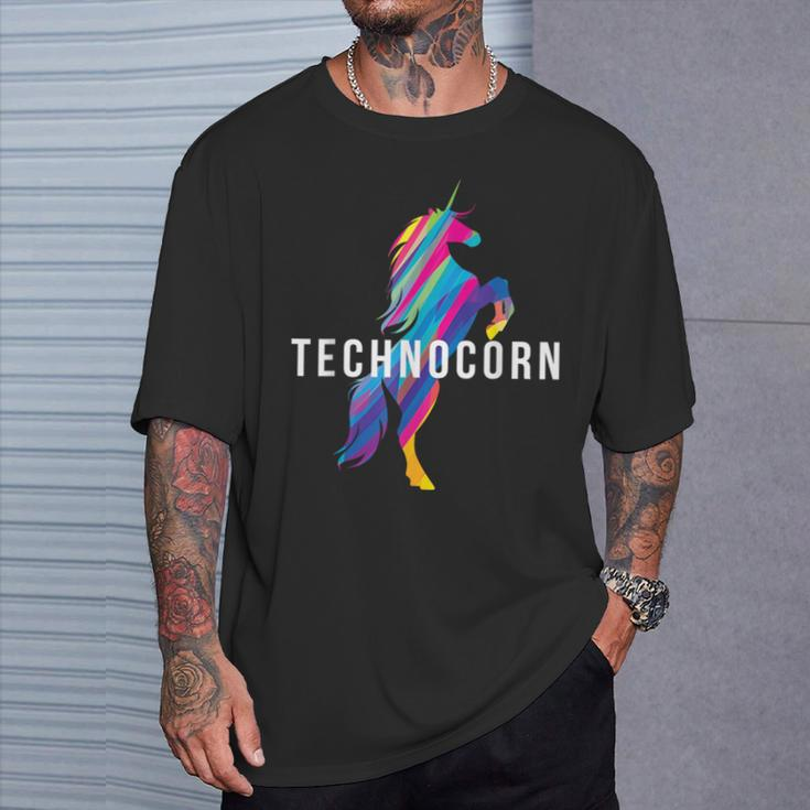 Technocorn I Electronic Raver Music Dj Festival Unicorn T-Shirt Geschenke für Ihn