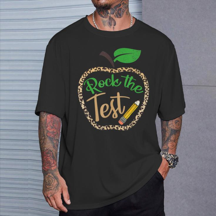 Test Day Rock The Test Teacher Testing Day Donut Stress T-Shirt Gifts for Him