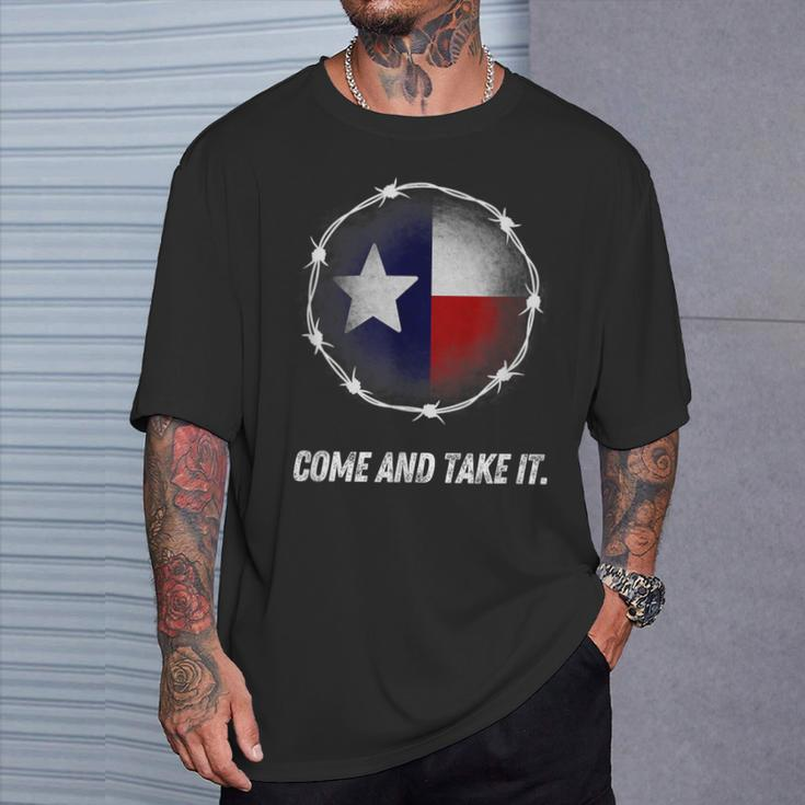 Come And Take It Texas Flag Barbed Wire Patriotic Usa T-Shirt Gifts for Him