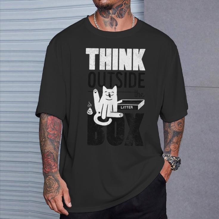 Think Outside The Litter Box Cat Kitty Butt Poop Lick T-Shirt Gifts for Him