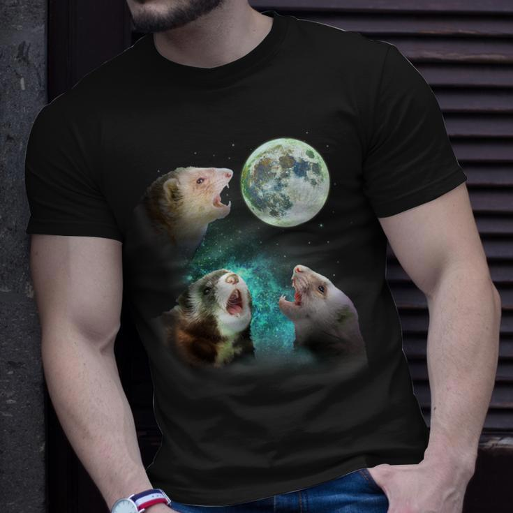 Three Ferrets Howl At Moon 3 Wolfs Wolves Parody T-Shirt Gifts for Him