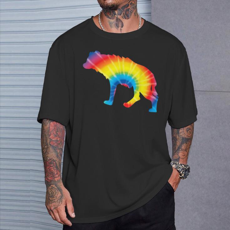 Tie Dye Hyena Rainbow Print Hyaena Animal Hippie Peace T-Shirt Gifts for Him