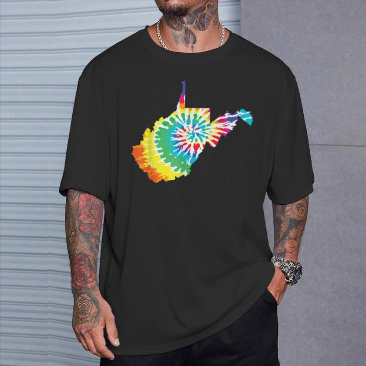 Tie Dye West Virginia Tie Dyed Print State Shape T-Shirt Gifts for Him