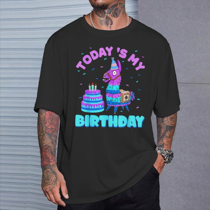 Todays My Birthday Llama Birthday Party Decorations Boys Kid T-Shirt Gifts for Him