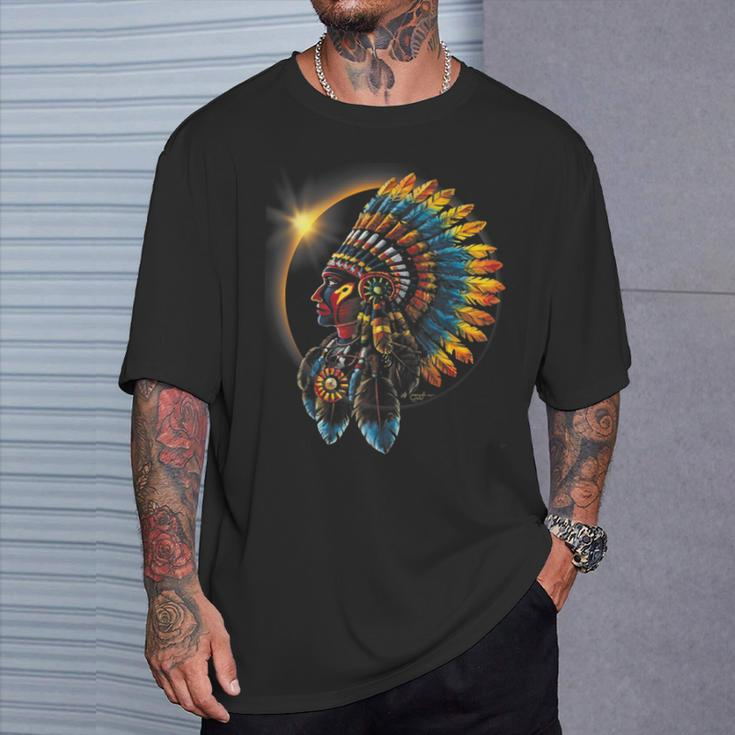 Total Eclipse Native American Indian Traditional Head Dress T-Shirt Gifts for Him