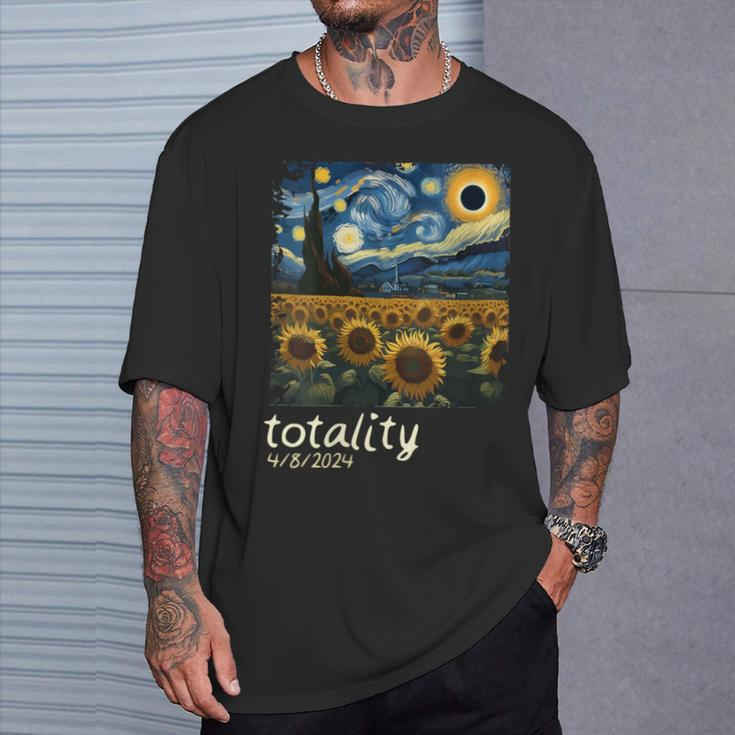Total Solar Eclipse 2024 40824 Starry Night Painting Women T-Shirt Gifts for Him