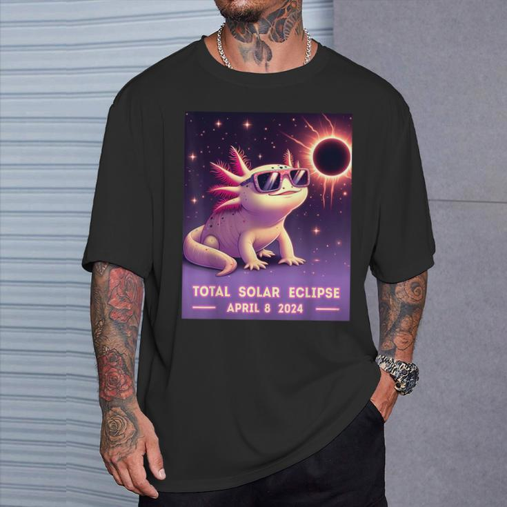 Total Solar Eclipse 2024 April 8 Axolotl In Glasses T-Shirt Gifts for Him