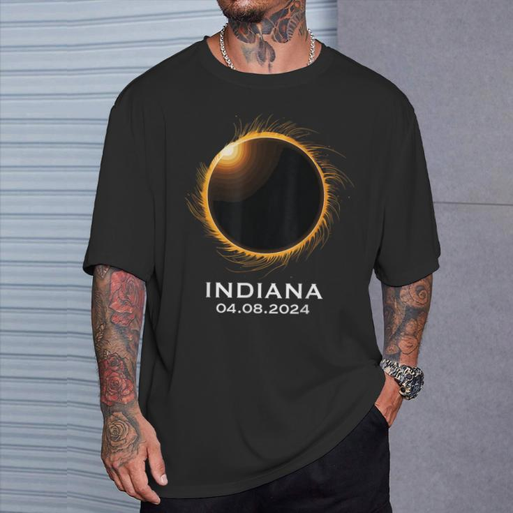 Total Solar Eclipse 2024 April Totality 04082024 Indiana T-Shirt Gifts for Him