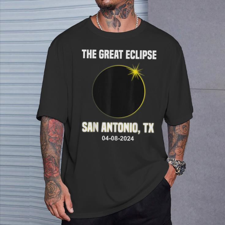 Total Solar Eclipse 2024 City San Antonio Texas Eclipse T-Shirt Gifts for Him