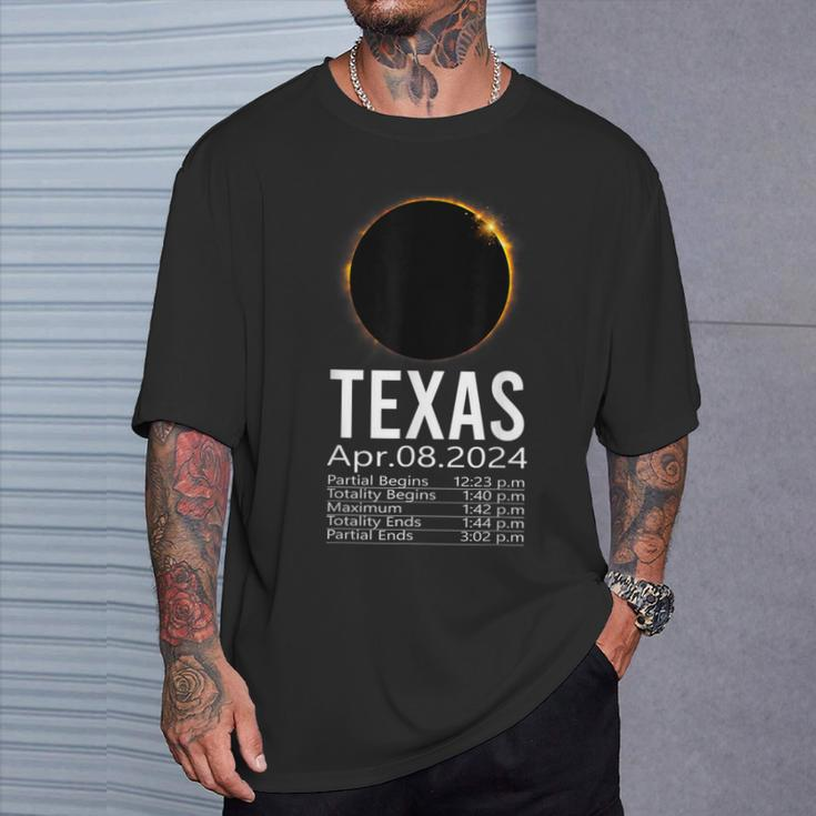 Total Solar Eclipse Apr 8 2024 Totality Texas Schedule Time T-Shirt Gifts for Him