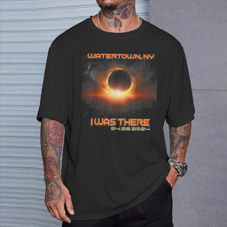 Total Solar Eclipse Cityscape Watertown New York Ny T-Shirt Gifts for Him