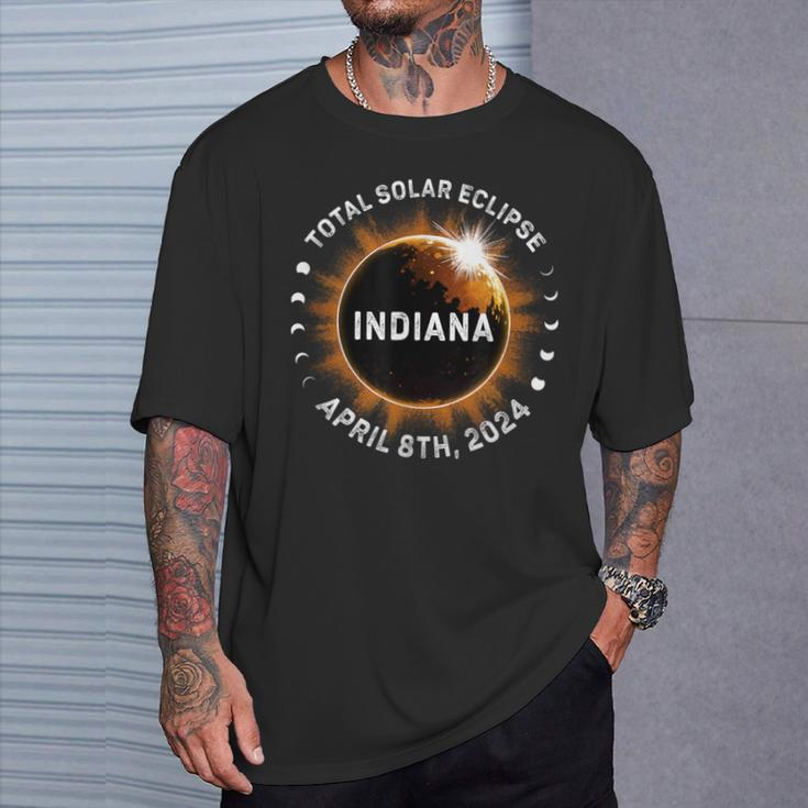 Total Solar Eclipse Path Of Totality April 8Th 2024 Indiana T-Shirt Gifts for Him