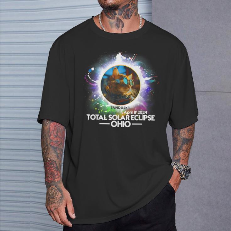 Total Solar Eclipse Sandusky Ohio 2024 Cat Totality T-Shirt | Mazezy CA