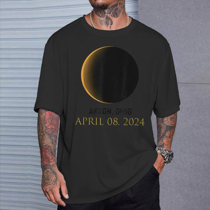 Total Solar Eclipse Spring April 8 2024 Akron Ohio T-Shirt Gifts for Him