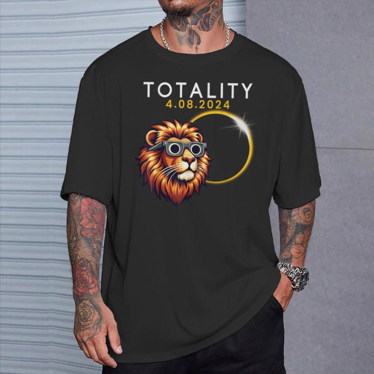 Totality 2024 Total Solar Eclipse Lion 4 8 2024 America Fun T-Shirt Gifts for Him