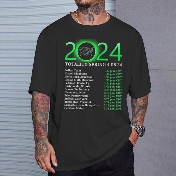 Totality Path 2024 American Total Eclipse Map On Back T-Shirt Gifts for Him