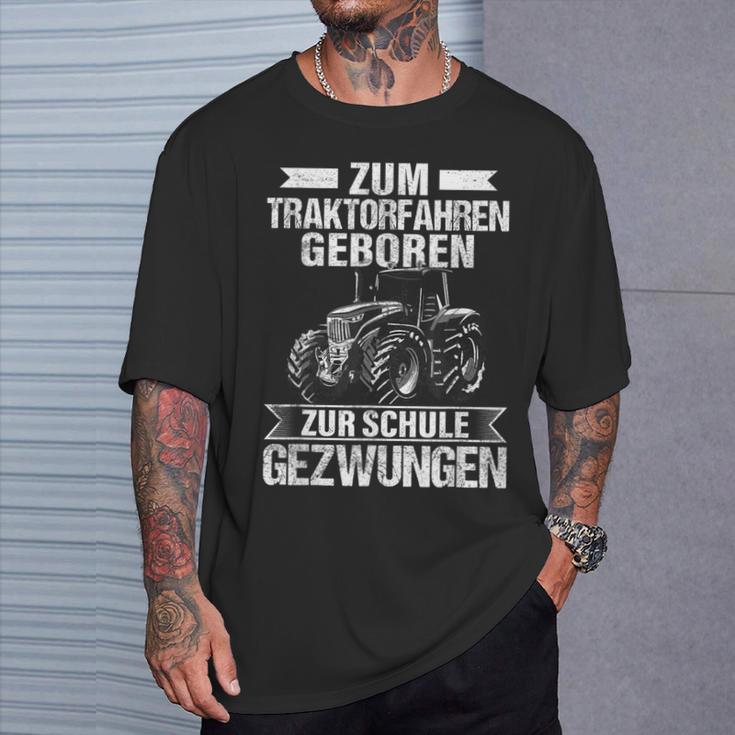 Tractor Zum Traktor Fahren Geboren Zur Schule Gezwungen Tractor T-Shirt Geschenke für Ihn