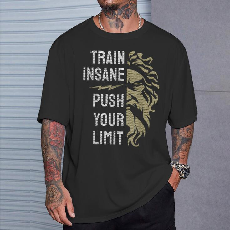 Train Insane Push Your Limit Spartan Workout Bodybuillding T-Shirt Gifts for Him