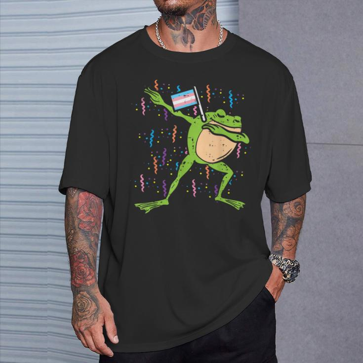 Transgender Flag Frog Dab Lgbt Trans Pride Stuff Animal T-Shirt Gifts for Him