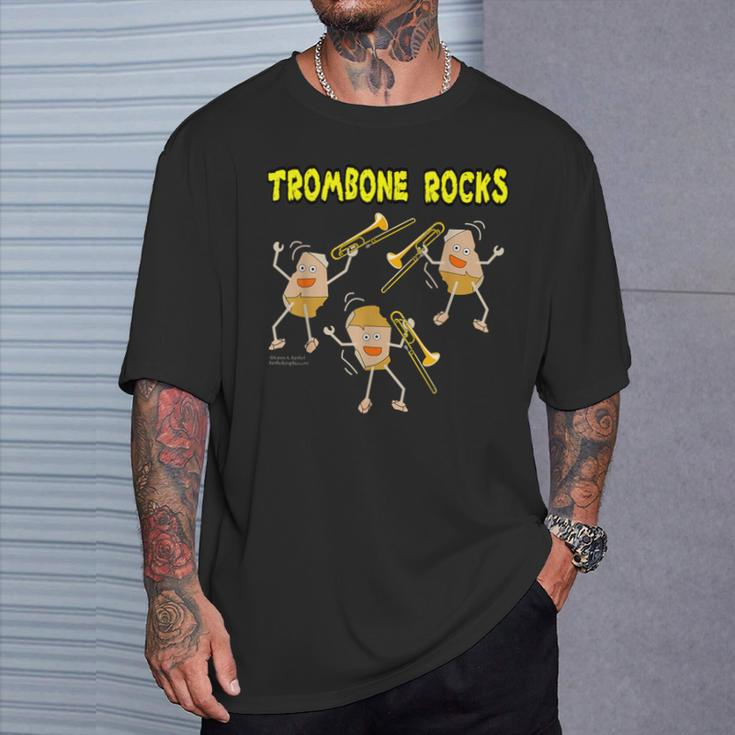 Trombone Rocks Musical Instrument T-Shirt Gifts for Him