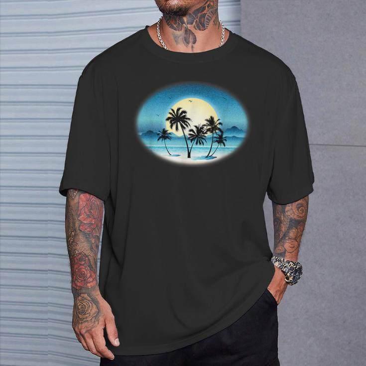 Tropical Island Summer Beach Scene Surf T-Shirt Gifts for Him
