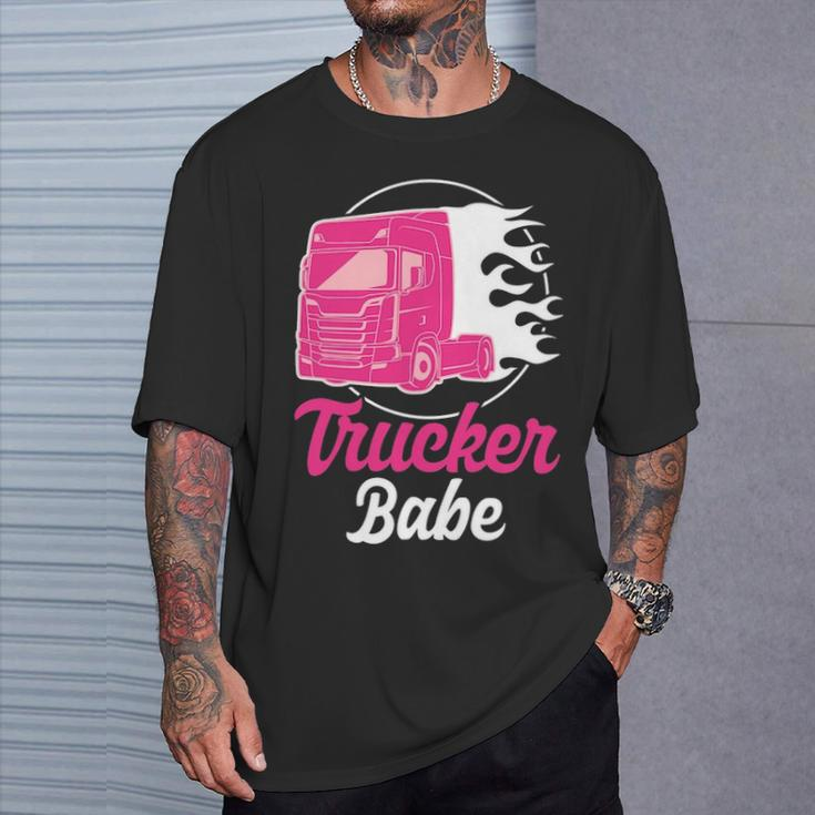 Trucker Babe Truck Driver T-Shirt Gifts for Him