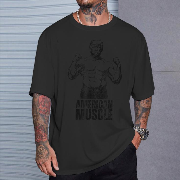 Trump American Muscle Tds Vintage Workout Gym Patriot T-Shirt Gifts for Him