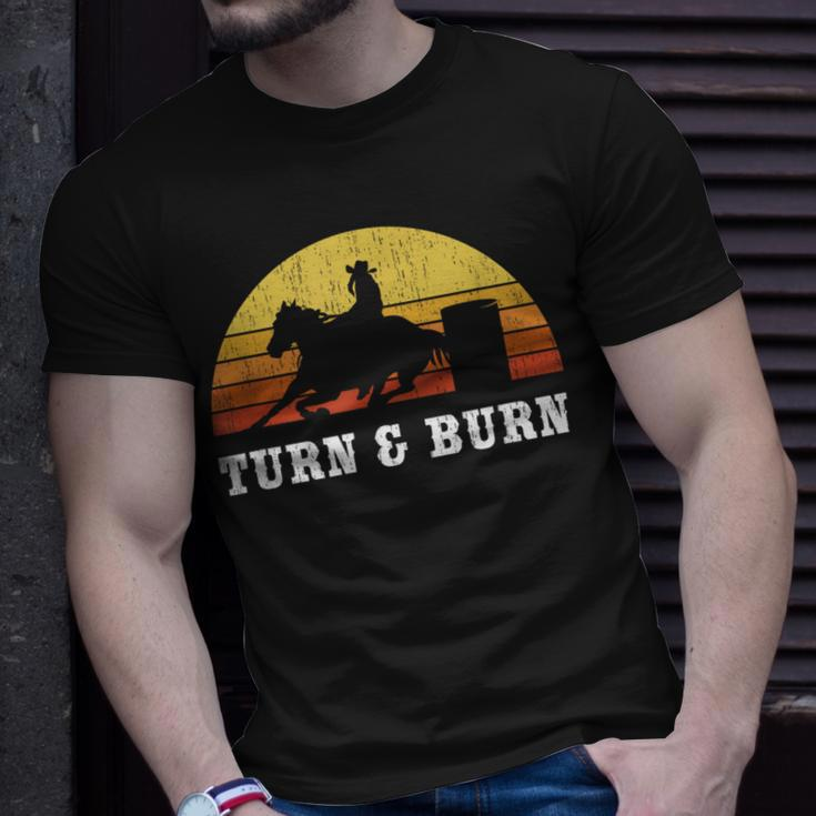 Turn And Burn Barrel Racing Barrel Racer Rodeo T-Shirt Gifts for Him