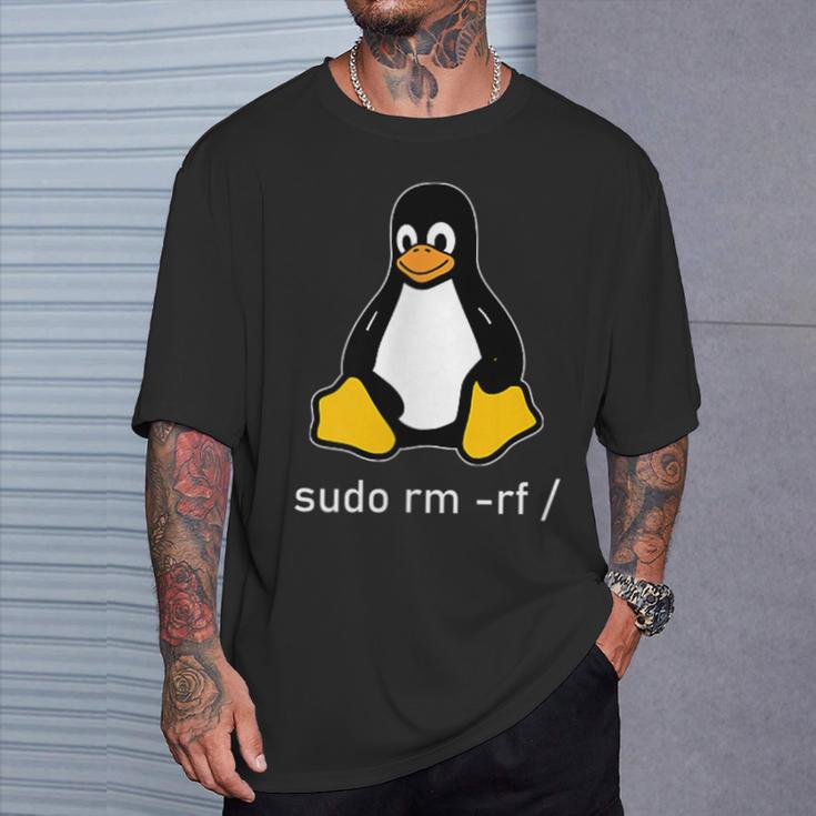 Tux Linux Penguin Sudo Rm -Rf Computer Science T-Shirt Geschenke für Ihn