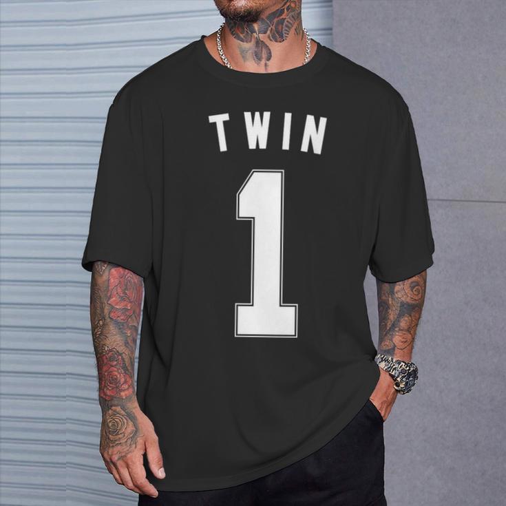 Twin 1 Matching Adult Kid Jersey Identical Twin T-Shirt Gifts for Him