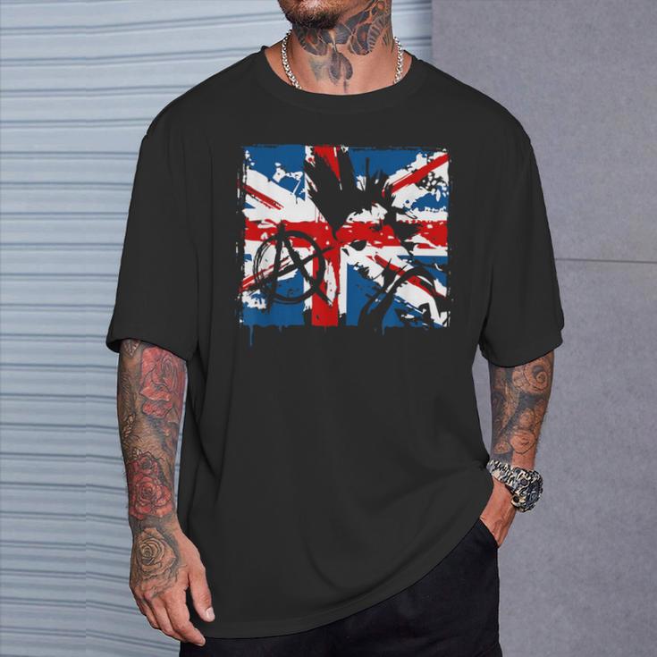 Uk Flag Anarchy Symbol Punk Rocker In 80'S Retro T-Shirt Gifts for Him