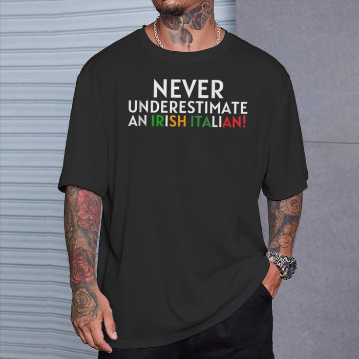 Never Underestimate An Irish Italian St Patrick's Day Italy T-Shirt Gifts for Him