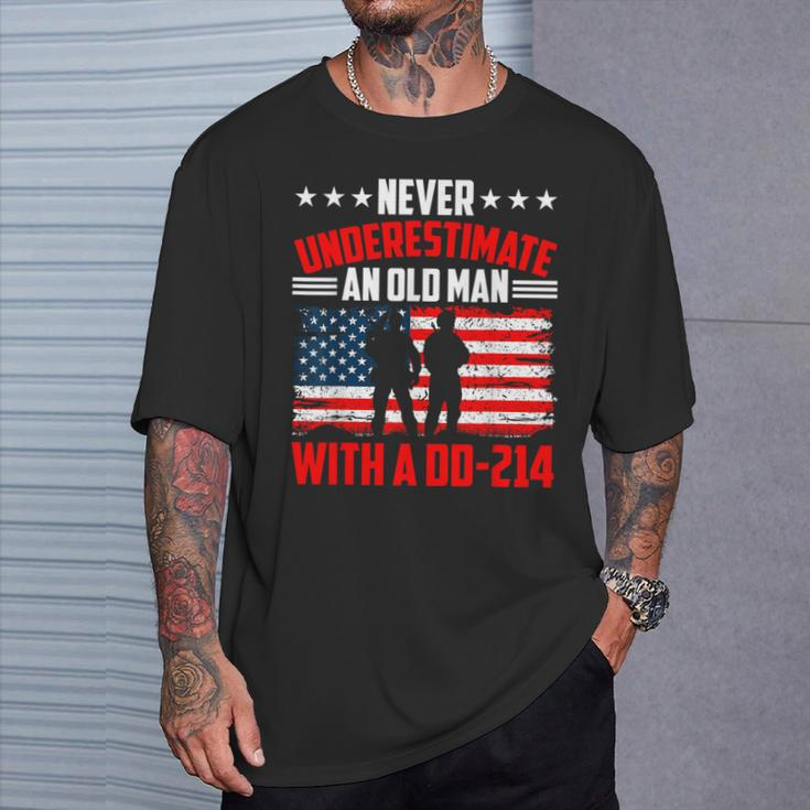 Never Underestimate An Old Man With A Dd214 Veterans Day T-Shirt Gifts for Him